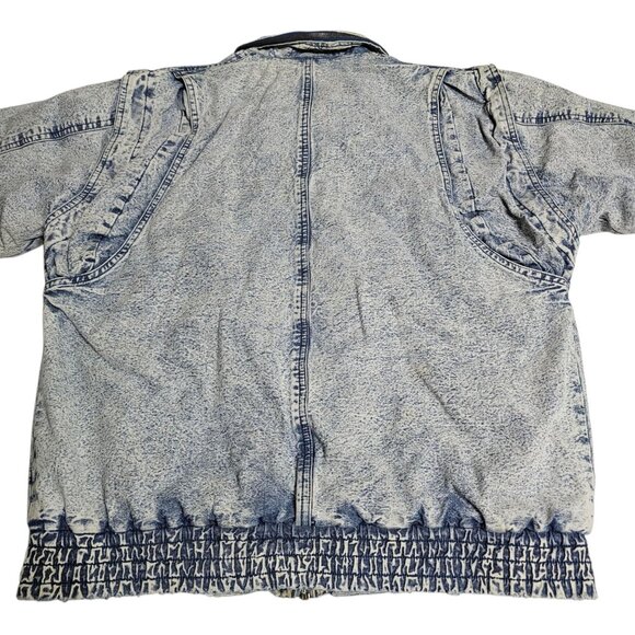 Vintage Van Cort Denim Jacket M Acid Wash Distressed Stained Thrashed Bomber - Picture 10 of 16